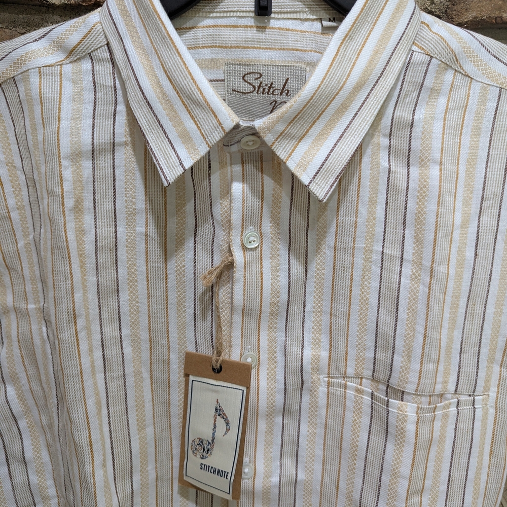New! Stitch Note Dyed Yarn Striped Shirt - Picture 3 of 15